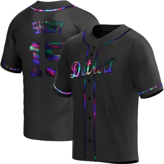Replica Men's Zack Short Detroit Tigers Alternate Jersey - Black Holographic