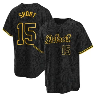 Replica Men's Zack Short Detroit Tigers Snake Skin City Jersey - Black